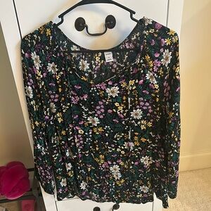 Old Navy Floral Blouse - Black and Multicolor